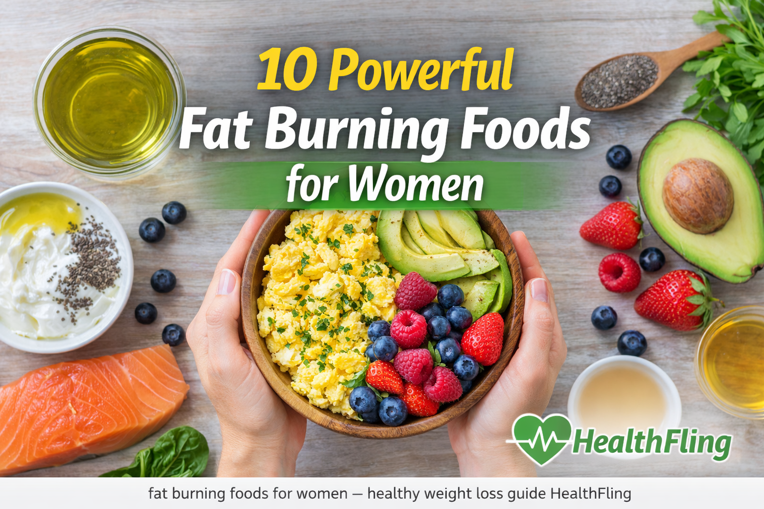 fat burning foods for women including eggs, salmon, avocado, berries and green tea – HealthFling healthy weight loss guide