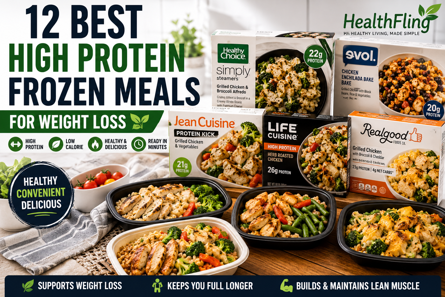 High Protein Frozen Meals for Weight Loss with Healthy Chicken and Low Calorie Frozen Foods | HealthFling