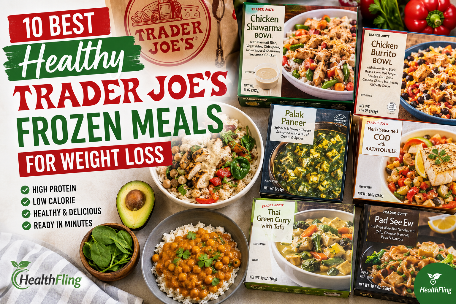 Best healthy Trader Joe's frozen meals for weight loss comparison | HealthFling