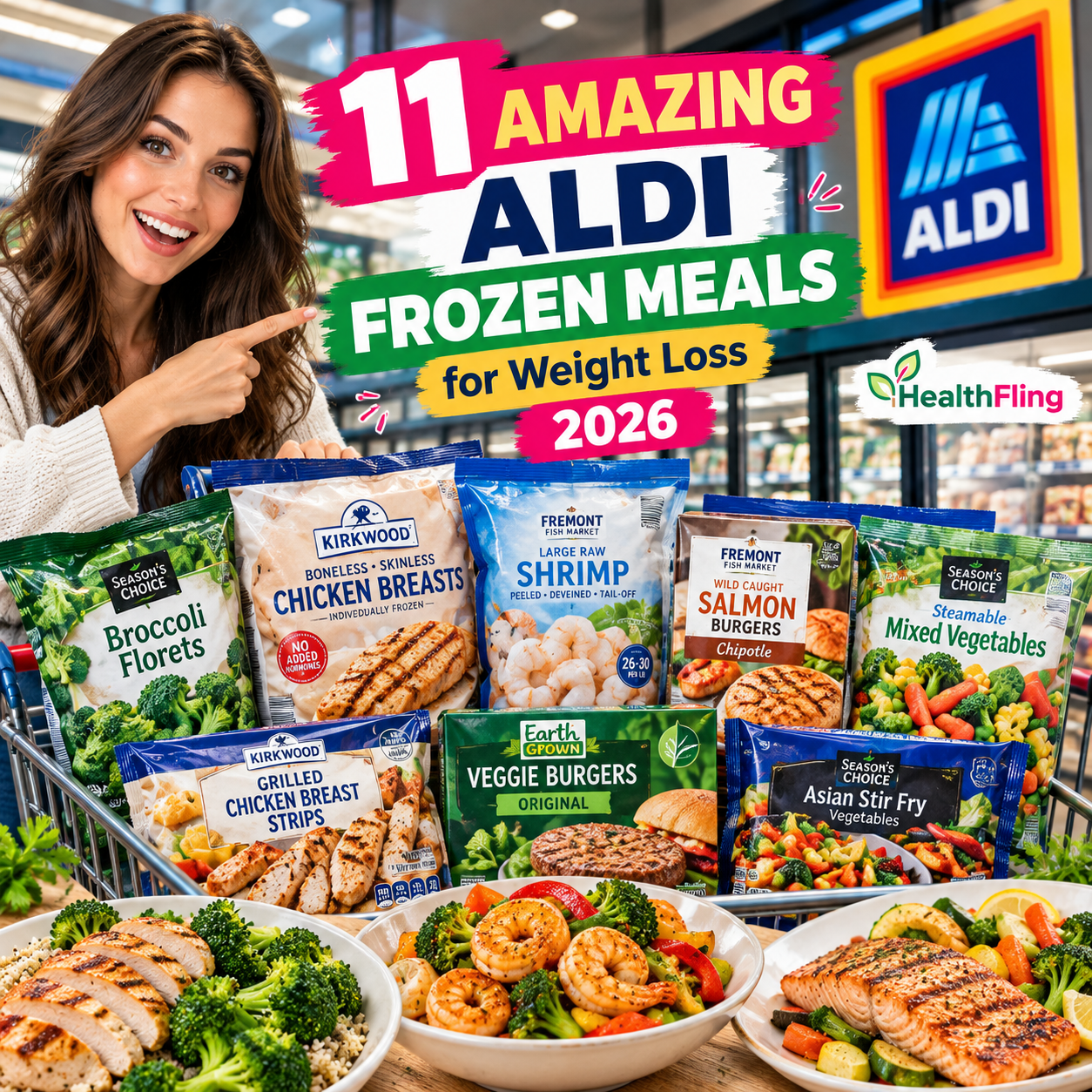 Best Aldi frozen meals for weight loss with chicken seafood and vegetables