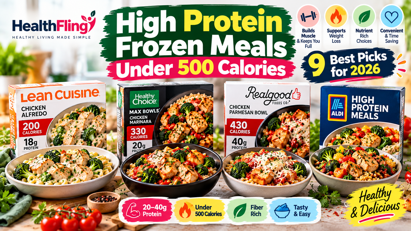 high protein frozen meals under 500 calories
