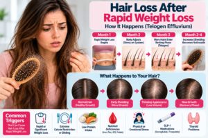 hair loss after rapid weight loss and telogen effluvium