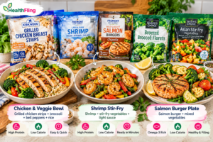 Aldi frozen meal ideas with chicken shrimp salmon and vegetables